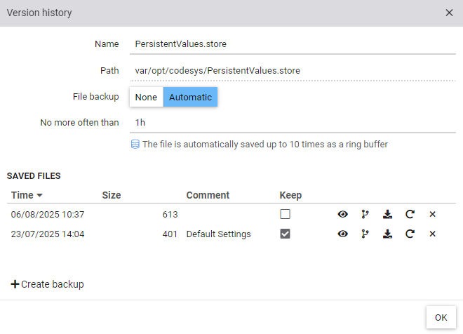 Versionsverwaltung und Datei Backup über den Cloud Adapter